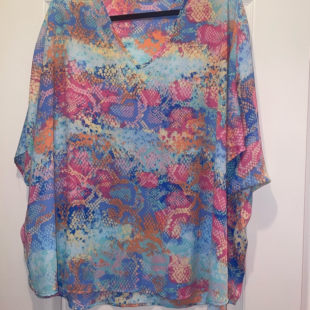 Adrienne Pink Boxy Blouse with Dolman Sleeves